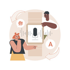 Digital translator abstract concept vector illustration. Digital translation technology, portable translator, electronic language dictionary, multilingual mobile application abstract metaphor.