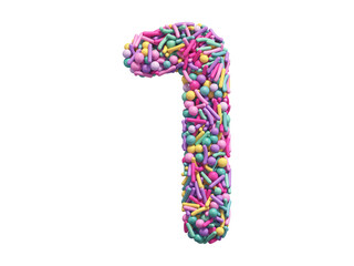 Candy sprinkles font. Number 1.