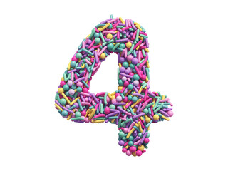 Candy sprinkles font. Number 4.