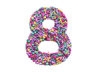 Candy sprinkles font. Number 8.