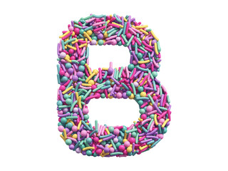 Candy sprinkles font. Letter B.
