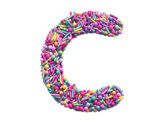Candy sprinkles font. Letter C.