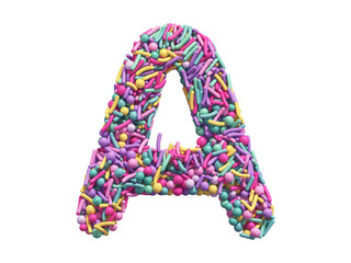 Candy sprinkles font. Letter A.