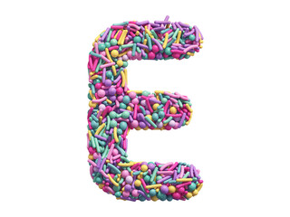 Candy sprinkles font. Letter E.