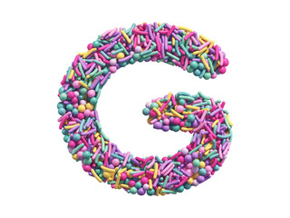 Candy sprinkles font. Letter G.