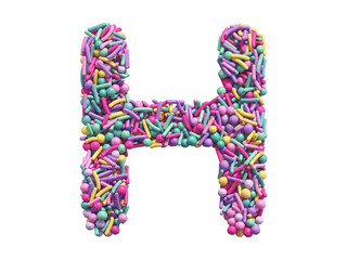 Candy sprinkles font. Letter H.