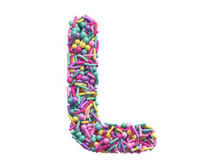 Candy sprinkles font. Letter L.