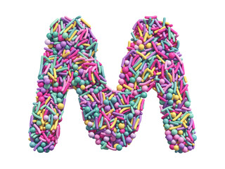 Candy sprinkles font. Letter M.