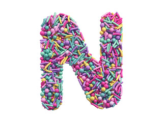 Candy sprinkles font. Letter N.