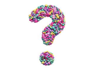 Candy sprinkles font. Question symbol.