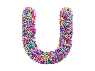 Candy sprinkles font. Letter U.