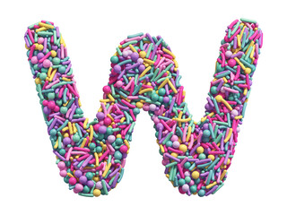 Candy sprinkles font. Letter W.