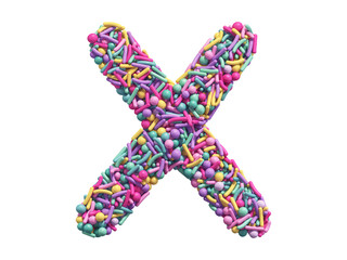Candy sprinkles font. Letter X.