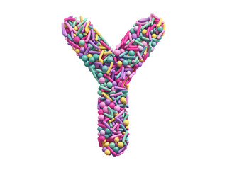 Candy sprinkles font. Letter Y.