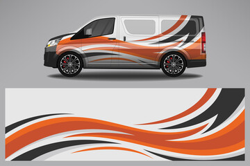 Wrap car vector design decal. Graphic abstract line racing background design for vehicle, race car, rally, adventure livery camouflage.