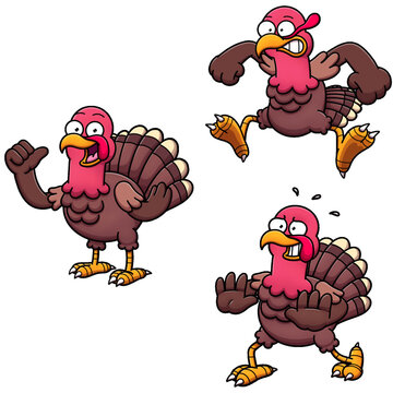 Cartoon Turkey In Different Poses