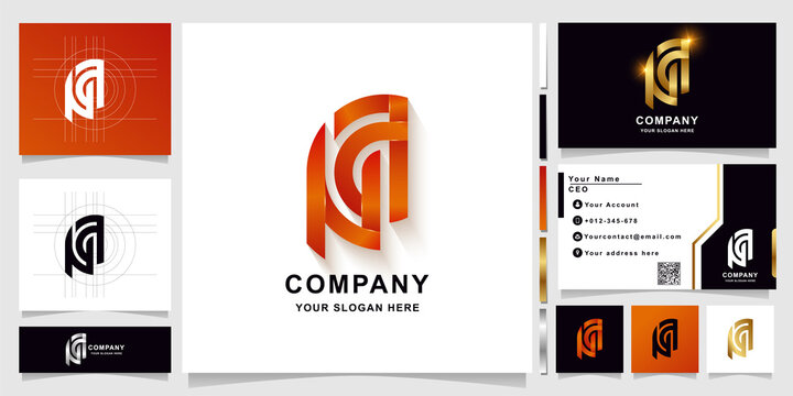 Letter NA or CA monogram logo template with business card design