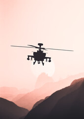 Fototapeta na wymiar American attack helicopter in flight