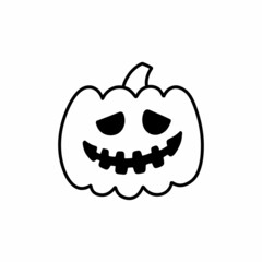 halloween pumpkin doodle icon, vector color line illustration