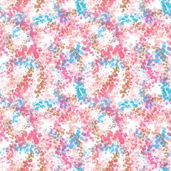 Obraz na płótnie Canvas Fun pink blue white hand drawn seamless texture. Modern bright feminine swimwear fashion all over print. Doodle funky abstract summer beach style background. Playful high quality jpg swatch.