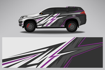 Wrap car vector design decal. Graphic abstract line racing background design for vehicle, race car, rally, adventure livery camouflage.