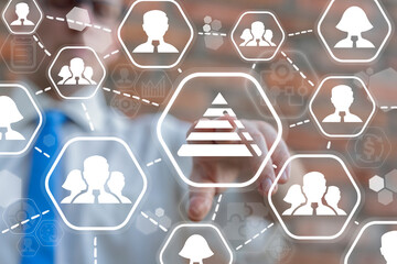 Business concept of organization chart. Structure of company. Hierarchy. Delegating. Leadership.