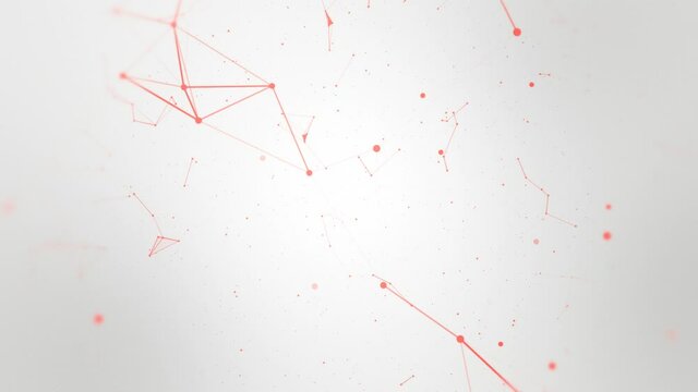 Red Plexus modern design, lines and abstract geometric patterns with dots. Background loop. Technology abstract network. Computer Generated.