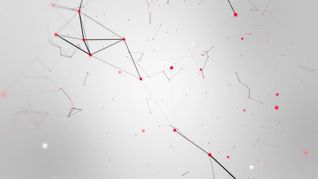 Black and Red Plexus modern design, lines and abstract geometric patterns with dots. Background loop. Technology abstract network.