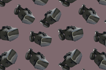 black glasses virtual reality seamless pattern levitation
