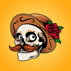 Dia de muertos skull with hat