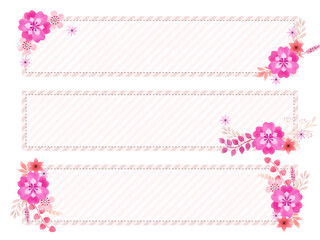 秋色の花と植物のイラストとフレームのセット