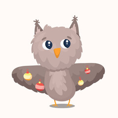 cute owl decorated itself with Christmas balls