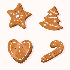 christmas gingerbread set vector illustration