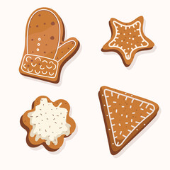 christmas gingerbread set vector illustration