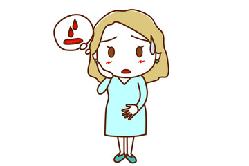 ＜全身・正面＞不正出血か生理か分からなくて心配している白人女性