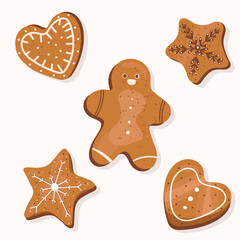 Fototapeta na wymiar christmas gingerbread set vector illustration