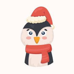 christmas penguin in santa hat