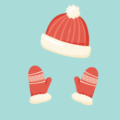 Christmas set of hat and mittens