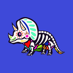 Triceratops Dia de muertos, day of the dead