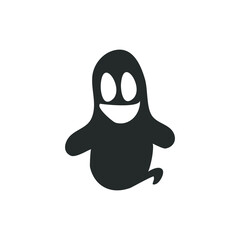 Ghost Cartoon Icon Silhouette Illustration. Halloween Vector Graphic Pictogram Symbol Clip Art. Doodle Sketch Black Sign.