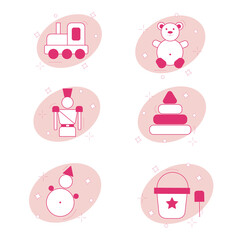 Vector icons pack Kids toys