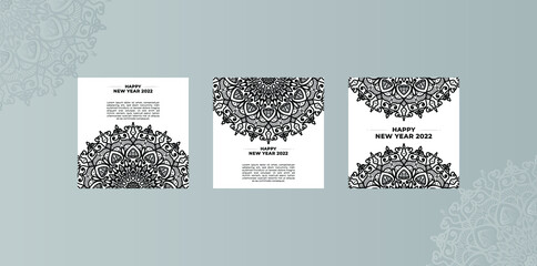 Happy new year banner or card template with mandala