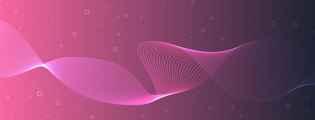 modern, elegant, wave, lines, curve, abstract, circles, squares, fuchsia, gunmetal gray