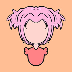 Cute little girl with pink hair, editable vector file for your brand, logo, icon, or all of your graphic needs.