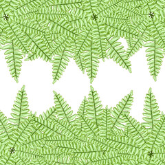 green fern watercolor paint fresh spring nature  background