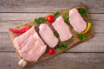 Raw pork fillet with spices and herbs