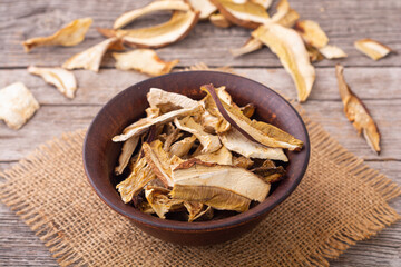 Edible white mushrooms dried