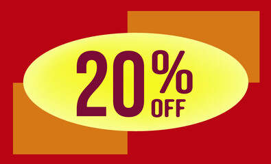 20 Percent off. Discount for big sales. Yellow Ellipse on an orange and red background-vector