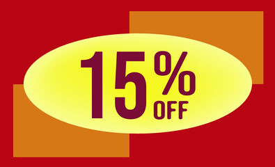 15 Percent off. Discount for big sales. Yellow Ellipse on an orange and red background-vector