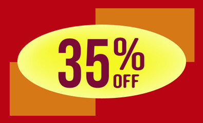 35 Percent off. Discount for big sales. Yellow Ellipse on an orange and red background-vector